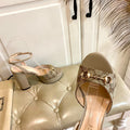 GG HORSEBIT PLATFORM SANDAL IN KHAKI BEIGE MONOGRAM CANVAS AND SHEEPSKIN LINING