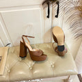 GG HORSEBIT PLATFORM SANDAL IN PENNY BROWN SHEEPSKIN