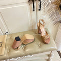 GG HORSEBIT PLATFORM SANDAL IN WHEAT BEIGE MIX LIGHT PINK SHEEPSKIN