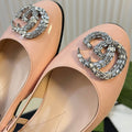 GG Double G patent leather slingback ballet flats Glossy Rose Pink