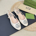 GG Double G patent leather slingback ballet flats Glossy White