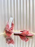 LACE SANDALS IN BRIGHT PINK VELVET