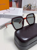 SQUARE SUNGLASSES 581355 IN RED ACETATE GREY LENSES