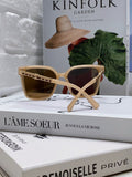 SQUARE SUNGLASSES 632884 IN BEIGE CLEAR ACETATE