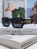 EMBOSSED LOGO DIAGONAL RECTANGULAR SUNGLASSES 563312 IN ACETATE