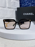 SQUARE SUNGLASSES 641807 IN BLACK ACETATE LIGHT BROWN LENSES