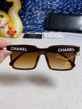 SQUARE SUNGLASSES 641810 IN BROWN ACETATE GOLD CHAIN