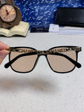 SQUARE SUNGLASSES 632028 IN BLACK ACETATE LIGHT BROWN LENSES