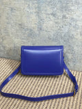 SOLFERINO SMALL SATCHEL 23 IN INDIGO BLUE CALFSKIN GOLD HARDWARE