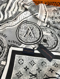 SQUARE SILK SCARF MALLES MERVEILLEUSES 90 CM BLACK MIX WHITE 399997