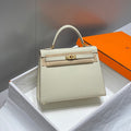 KELLY 25CM IN NATA EPSOM CALFSKIN GOLD HARDWARE