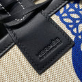 STEEPLE 28 BAG IN OFF-WHITE MIX BLUE CANVAS AND BLACK CALFSKIN