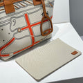 STEEPLE 28 BAG IN BEIGE CANVAS AND BROWN SWIFT LEATHER