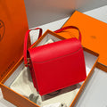HM ROULIS 18 MINI BAG IN CARDINAL RED CALFSKIN GOLD-TONE HARDWARE