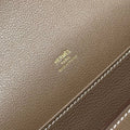 HM ROULIS 18 MINI BAG IN DARK BROWN CALFSKIN GOLD-TONE HARDWARE