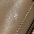 HM ROULIS 18 MINI BAG IN DARK BROWN CALFSKIN SILVER-TONE HARDWARE