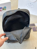 FRONT ZIP POCKET BACKPACK 38 IN BLACK GRAINED CALFSKIN