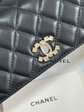 FLAP BAG 18 WITH HANDLE IN BLACK CALFSKIN GOLD HARDWARE