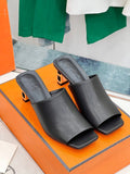 ICONIQUE 60 SANDAL IN BLACK CALFSKIN