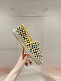 GG ESPADRILLE LOAFER LEMON AND BLACK CANVAS