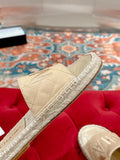 FLAT SLIPPERS IN BEIGE LAMBSKIN MIX WOVEN