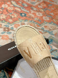 FLAT SLIPPERS IN BEIGE LAMBSKIN MIX WOVEN