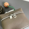 EXTRA POCKET L12 IN COFFEE BROWN CALFSKIN WITH SILVER HARDWARE