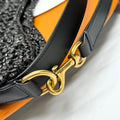 TOTE BAG 40 IN BLACK RAFFIA GOLD LOGO