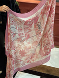 EXOTIC PARADISE CASHMERE SCARF 200 CM CREPE PINK MIX COLORFUL CASHMERE