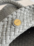 TOSCA SHOULDER BAG 27 IN AGATE GREY LAMBSKIN WITH DALMATA STONE DETAIL