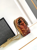 FLAP BAG 20 IN OMBRE ORANGE SEQUINS GOLD HARDWARE