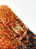FLAP BAG 20 IN OMBRE ORANGE SEQUINS GOLD HARDWARE