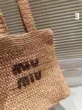 TOTE 38 BAG IN BEIGE BROWN STRAW WOVEN