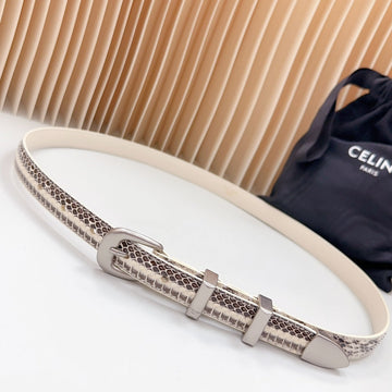 Small Western Belt 18mm Black White Crocodile Embossed Calfskin Shw