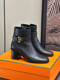 JILL 60 ANKLE BOOT IN BLACK CALFSKIN
