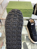 GG HIGH TOP SNEAKER IN BLACK CANVAS WITH BEIGE FLEECE LINING