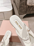 FLAT MULE IN WHITE MIX BLACK PATENT CALFSKIN