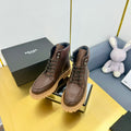 LACE-UP ANKLE BOOTS IN CHOCOLATE BROWN CALFSKIN