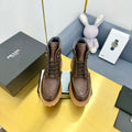 LACE-UP ANKLE BOOTS IN CHOCOLATE BROWN CALFSKIN