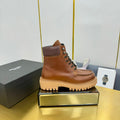 LACE-UP ANKLE BOOTS IN COGNAC CALFSKIN