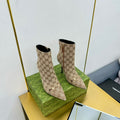 GG HORSEBIT ANKLE BOOT IN TAN BEIGE MONOGRAM CANVAS