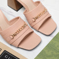 GG High Heels Half Slippers Pink
