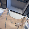 HOBO RE-EDITION MINI BAG 22 IN TAN BROWN RE-NYLON SILVER HARDWARE