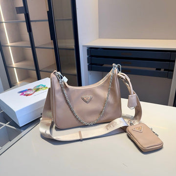 HOBO RE-EDITION MINI BAG 22 IN TAN BROWN RE-NYLON SILVER HARDWARE