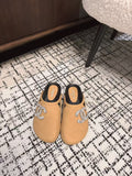 FLAT MULE IN SEPIA BEIGE CALFSKIN