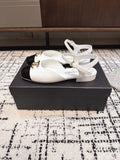 FLAT SLINGBACKS IN WHITE MIX BLACK CALFSKIN