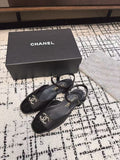 FLAT SLINGBACKS IN BLACK CALFSKIN