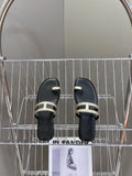 Georgia Sandals Gold Black Calfskin