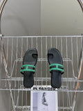 Georgia Sandals Teal Suede Black Calfskin