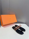 Georgia Sandals Peach Suede Black Calfskin